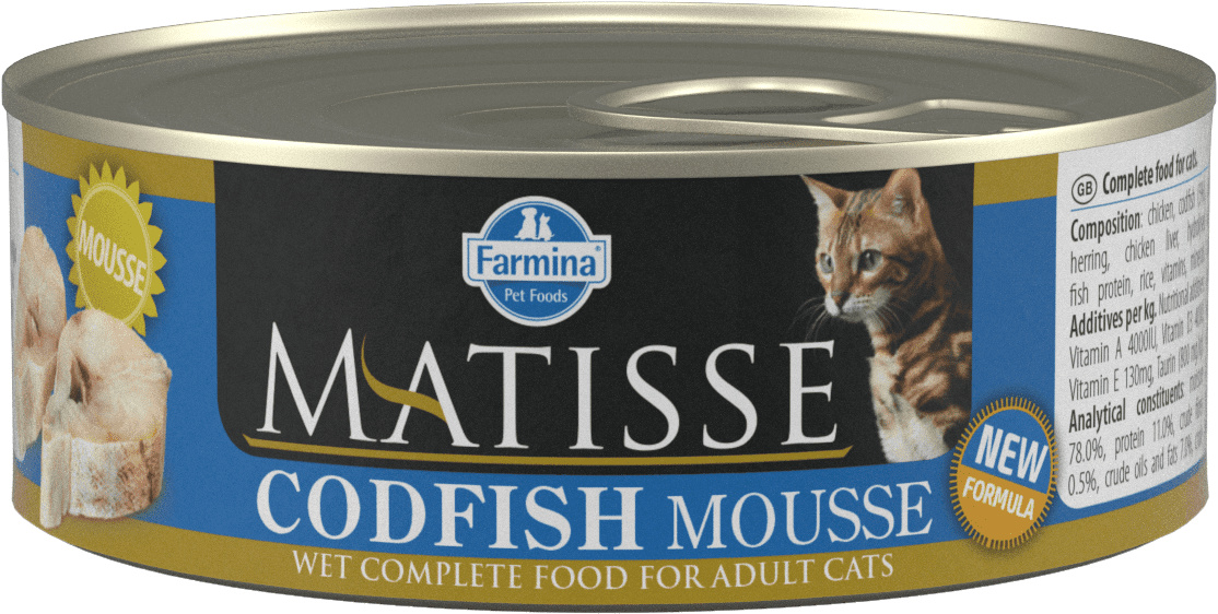 FARMINA FARMINA консервы-мусс для взрослых кошек, с треской (85 г)