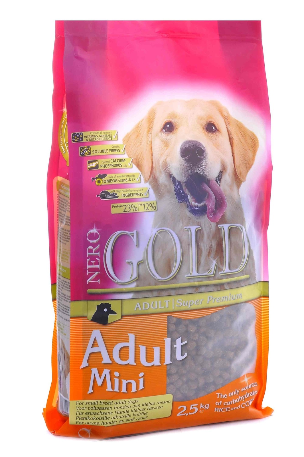 NERO GOLD super premium Корм NERO GOLD super premium adult Mini для взрослых собак малых пород, с курицей и цельным рисом (18 кг)