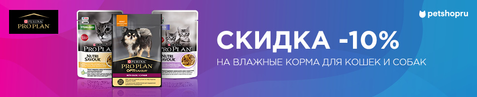 -10% на влажные корма PRO PLAN!
