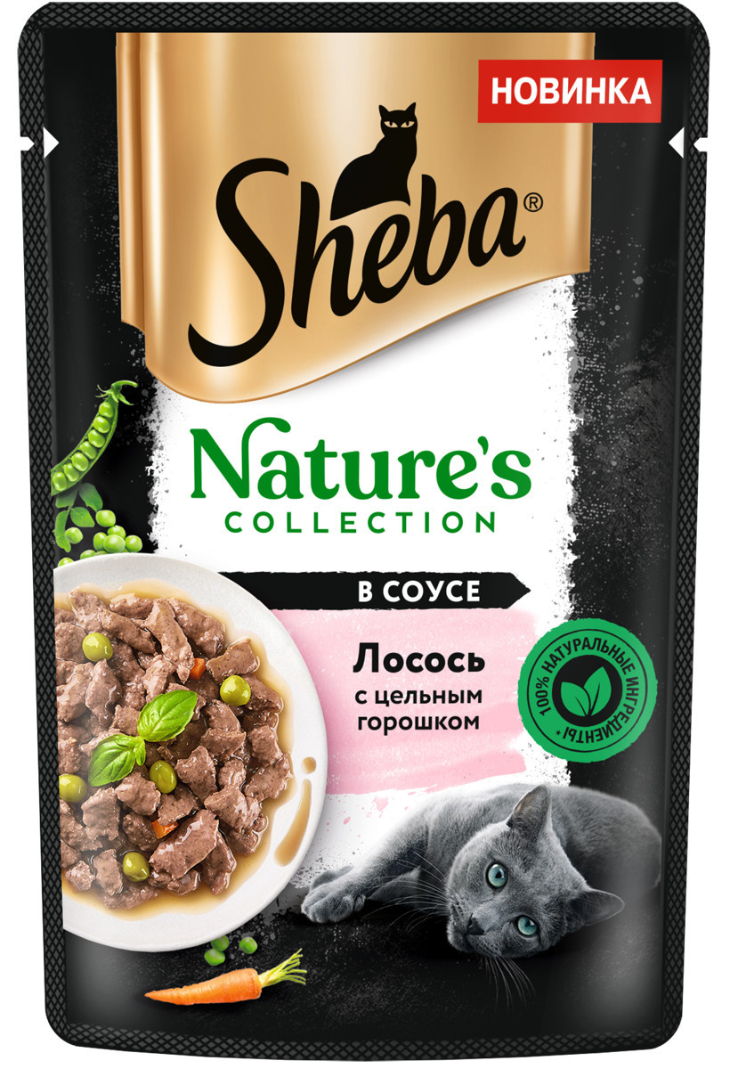 Sheba Sheba влажный корм для кошек Nature's Collection с лососем и горохом (75 г) лосось радужный натуральный беринг 245 г