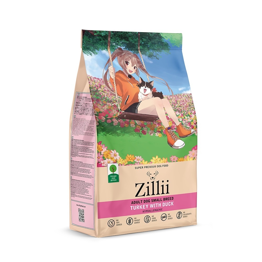Zillii Zillii сухой корм для взрослых собак мелких пород Индейка с Уткой (15 кг)