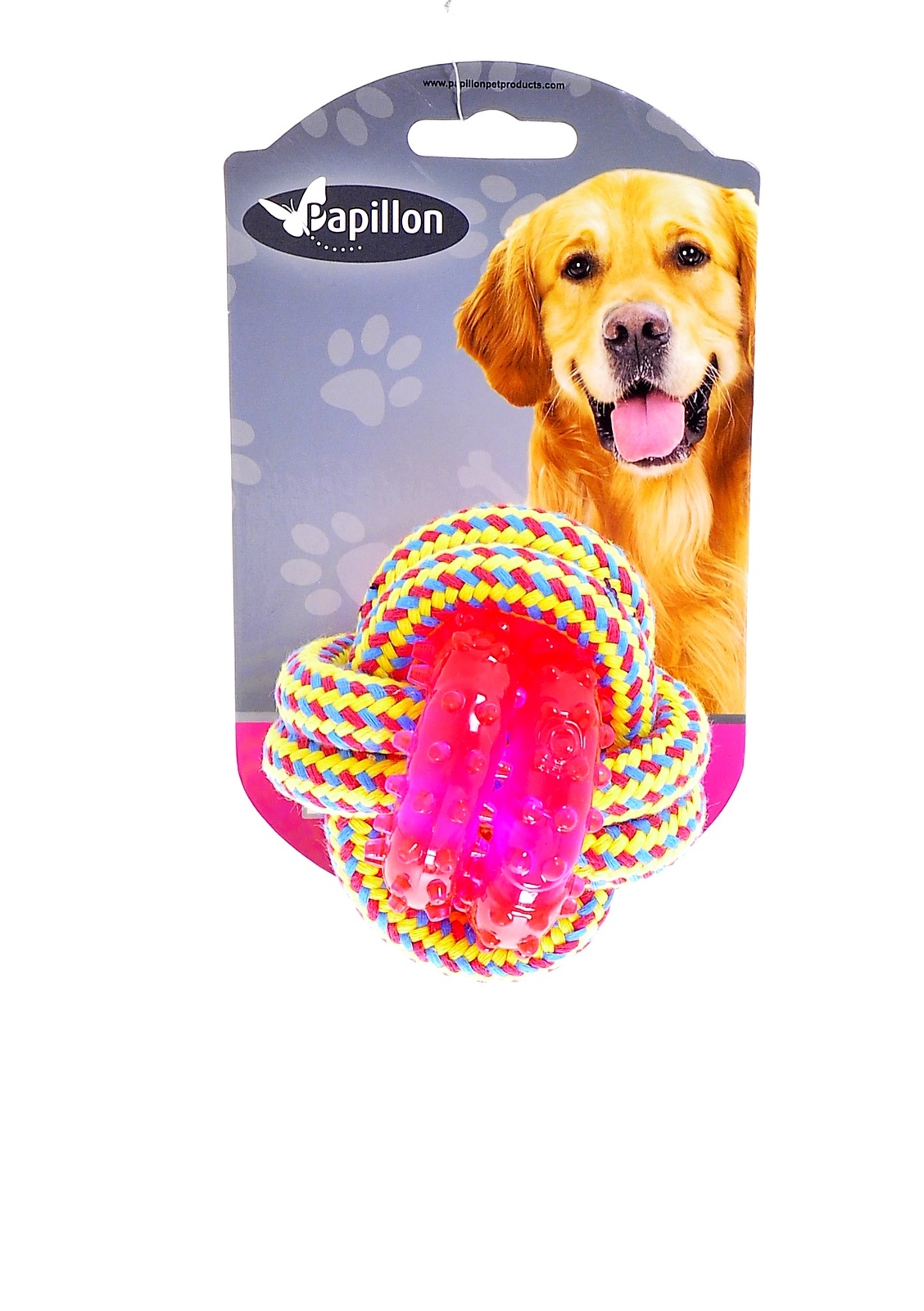 Papillon Papillon игрушка для собак Плетеный мячик с пластиковым кольцом, 8 см (140 г)