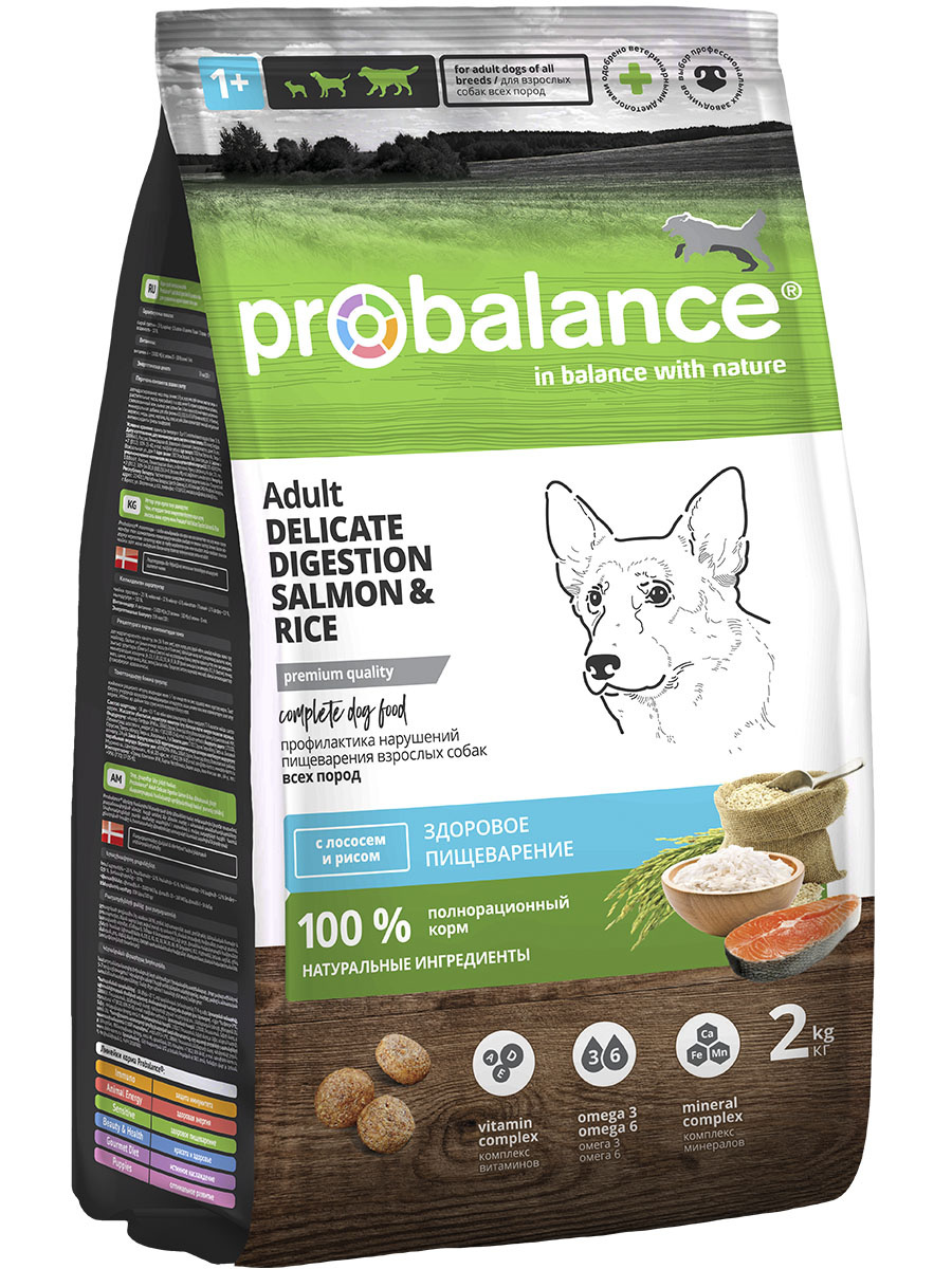 Probalance Probalance корм сухой для взрослых собак с лососем и рисом (2 кг) probalance probalance корм сухой для щенков малых и средних пород 2 кг