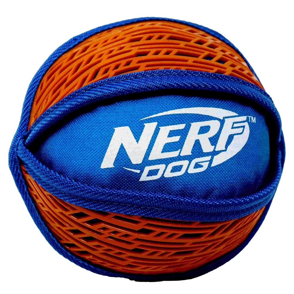 цена Nerf Nerf мяч нейлоновый пищащий с узором, 15 см, (синий/оранжевый) (222 г)