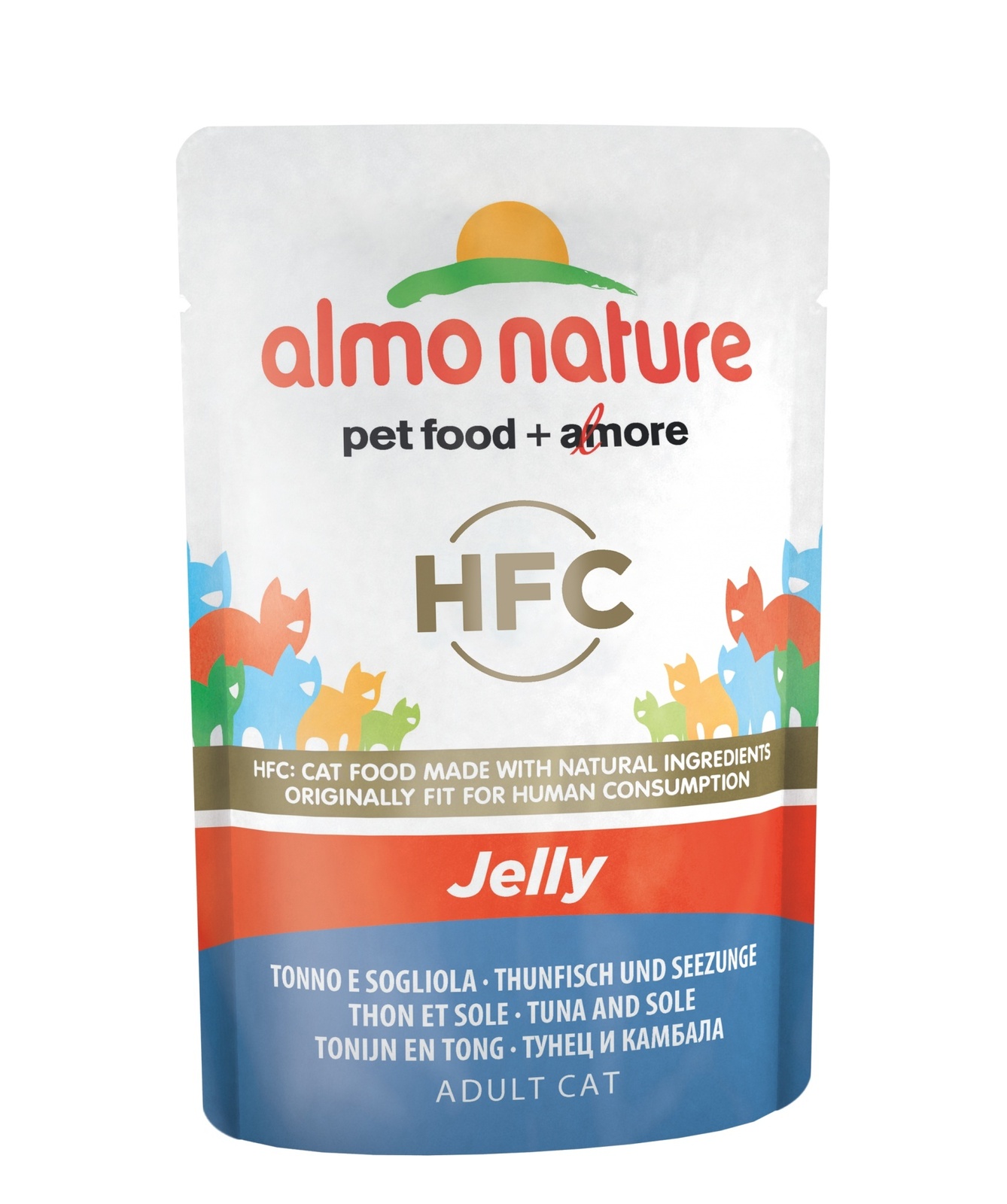 Almo Nature консервы паучи тунец и камбала в желе для кошек (55 г)