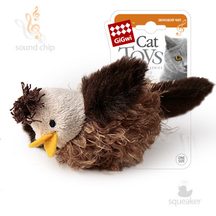 GiGwi GiGwi игрушка Птичка со звуковым чипом, искусственный мех (30 г) nems игрушка для кошек дразнилка для кошки голубая мышь с чипом