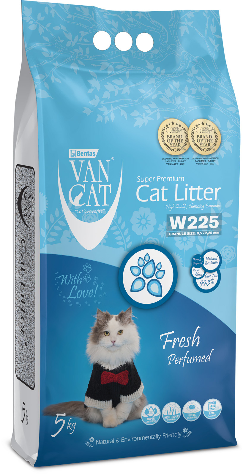 Van Cat комкующийся наполнитель без пыли с ароматом весенней свежести, пакет (5 кг)