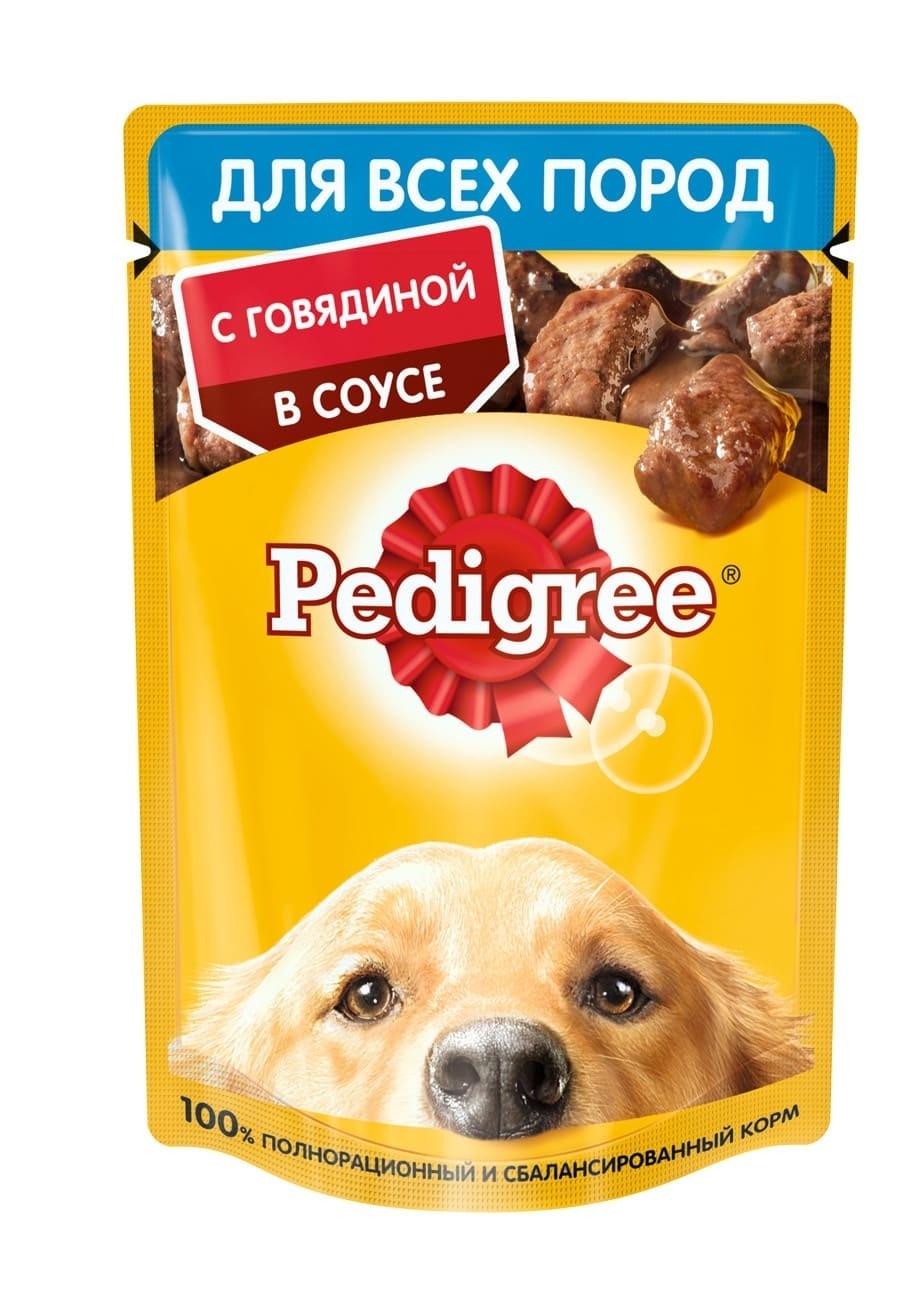 Pedigree влажный корм для взрослых собак всех пород с говядиной в соусе (85 г)