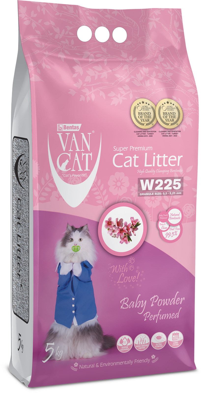 Van Cat Van Cat комкующийся наполнитель без пыли с ароматом детской присыпки, пакет (5 кг) van cat van cat комкующийся наполнитель 100% натуральный без пыли пакет 5 кг