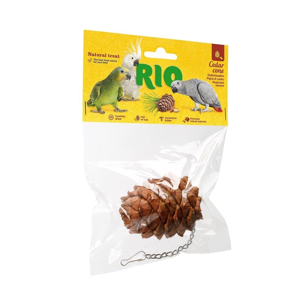 lucky animals шишка кедровая на подвесе полиэтилен 1 шт Рио Рио лакомство-игрушка кедровая шишка для крупных и средних попугаев (50 г)