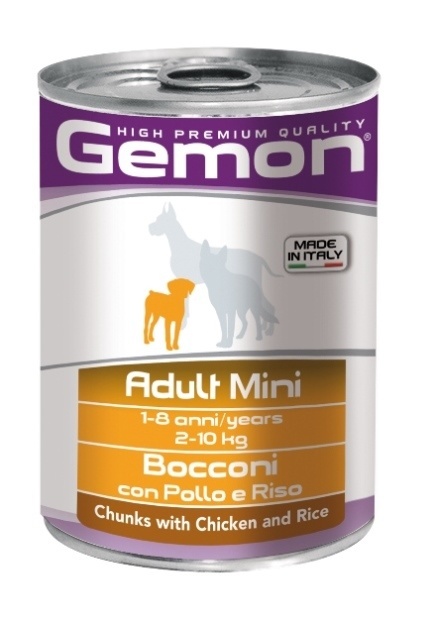 GEMON (Monge) GEMON (Monge) консервы для собак мелких пород: кусочки с курицей и рисом (415 г)