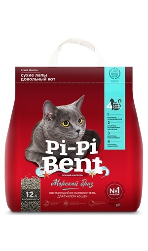 Pi-Pi-Bent Pi-Pi-Bent комкующийся наполнитель Морской бриз (пакет) (5 кг) pi pi bent deluxe classic комкующийся наполнитель для кошачьих туалетов 5 кг