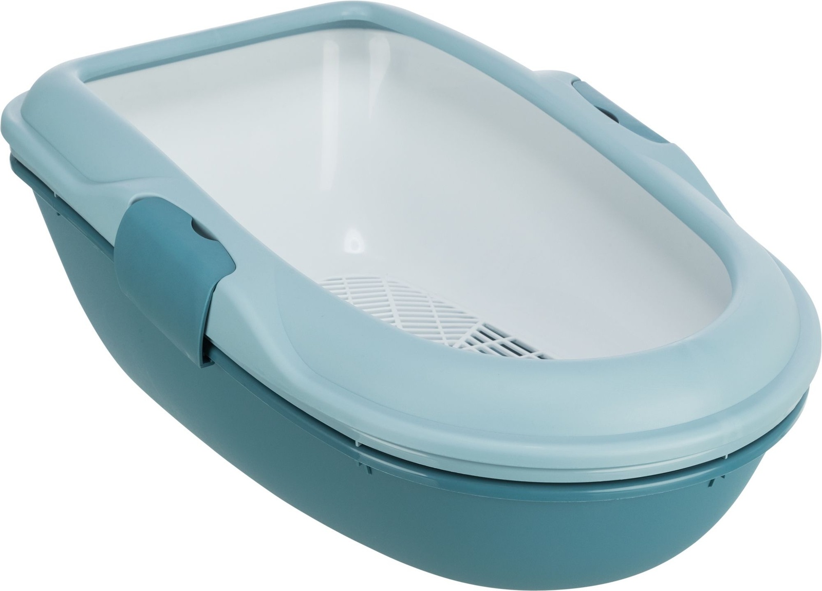крепёж к водоотводному лотку пластик Trixie Trixie туалет Berto, с бортиком, гигиеническая система разделения, светло синий/петроль (1,91 кг)