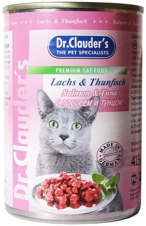 Dr.Clauder's Dr.Clauder's консервы для кошек с лососем и тунцом (415 г) консервы для кошек dr clauder s кусочки в соусе с лососем и тунцом 415 г