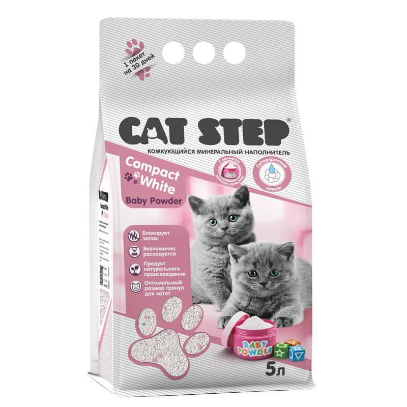 Cat Step Cat Step комкующийся минеральный наполнитель Baby Powder для котят (4,38 кг) cat step cat step комкующийся минеральный наполнитель 4 2 кг