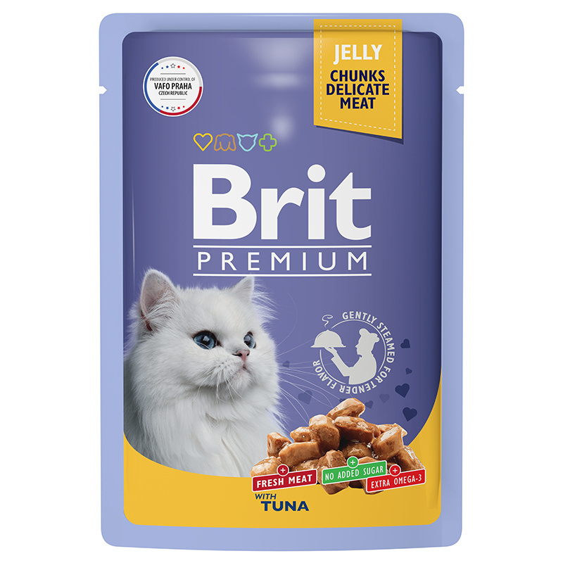 Brit Brit пауч для взрослых кошек с тунцом в желе (85 г) brit brit пауч для взрослых кошек с лососем и форелью 85 г