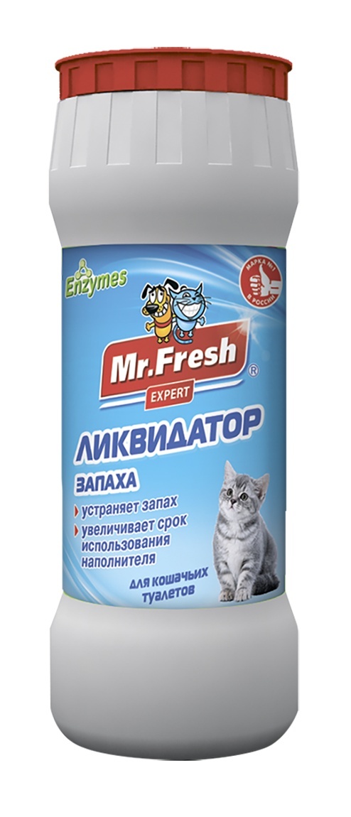 ликвидатор запаха для кошачьих туалетов и лотков порошок 500 г Mr.Fresh Mr.Fresh ликвидатор запахов 2в1 для кошачьих туалетов (560 г)