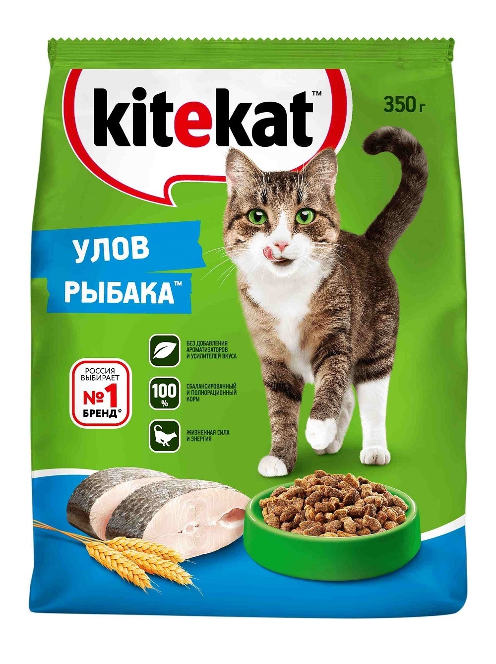 Kitekat Корм Kitekat сухой полнорационный корм для взрослых кошек Улов рыбака (15 кг)