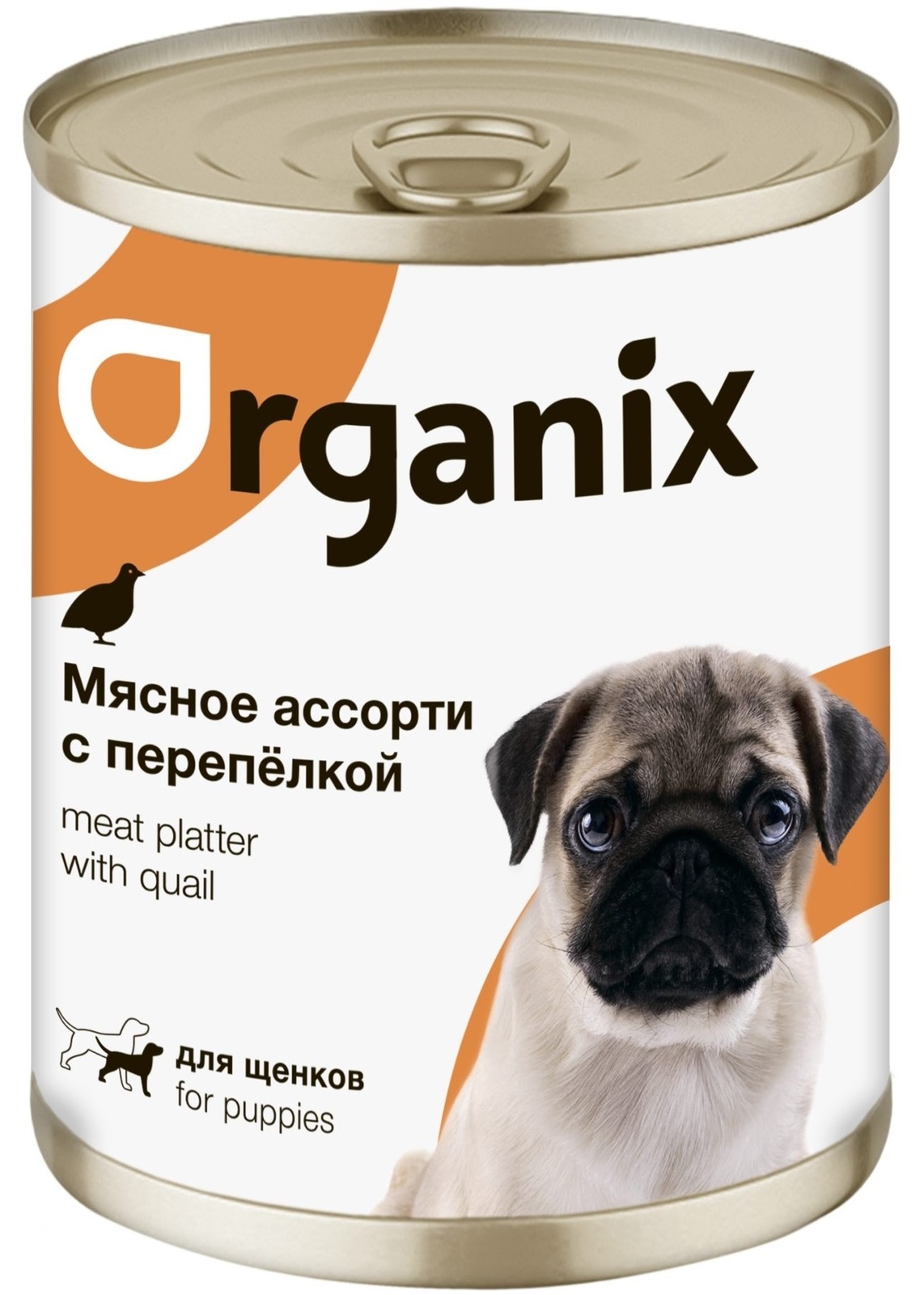 цена Organix консервы Organix консервы для щенков Мясное ассорти с перепёлкой (400 г)