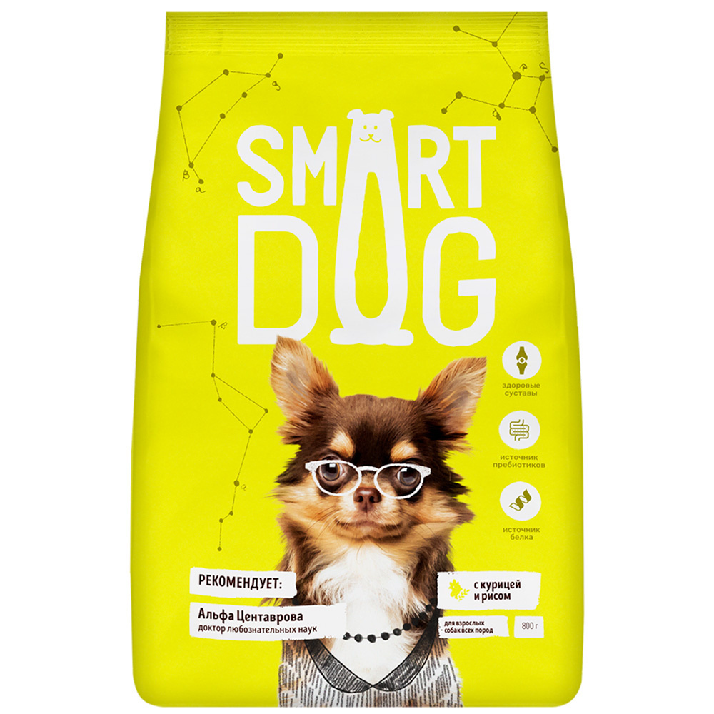 Smart Dog Корм Smart Dog для взрослых собак, с курицей и рисом (12 кг)