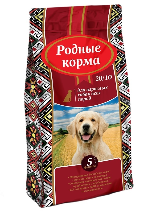 Родные корма Корм Родные корма сухой корм для взрослых собак всех пород (16,38 кг)
