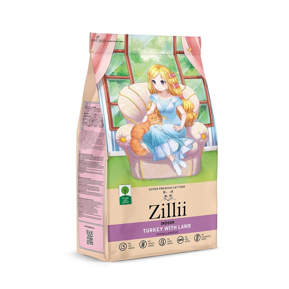 Zillii Zillii сухой корм для взрослых кошек живущих в помещении Индейка с Ягнёнком (10 кг)