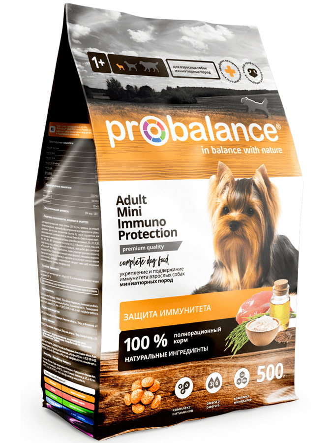 Корм Probalance для миниатюрных собак всех пород, укрепление и поддержание иммунитета (500 г)