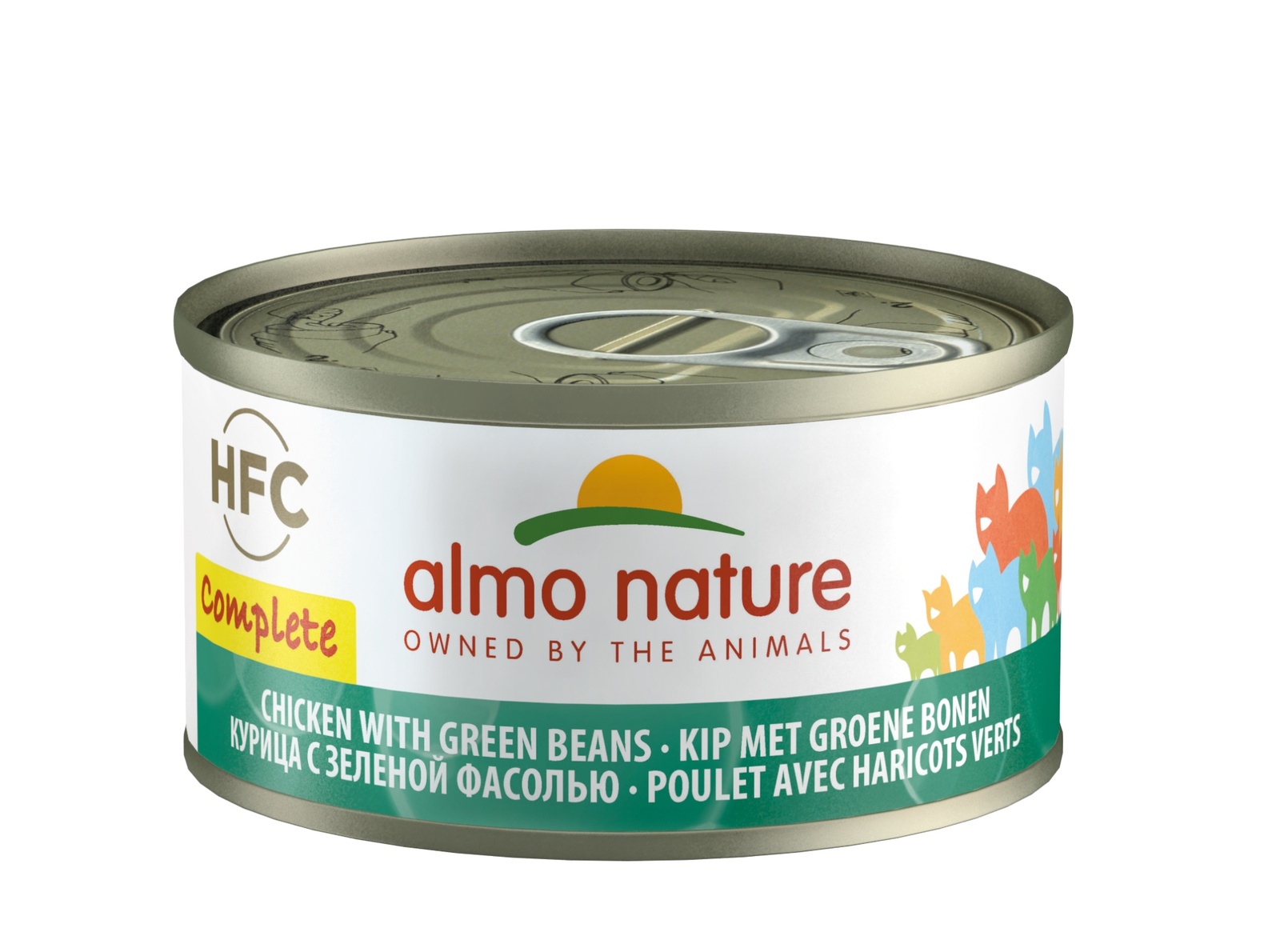 Almo Nature консервы Almo Nature консервы полнорационные для кошек, с курицей и зелёной фасолью (70 г)