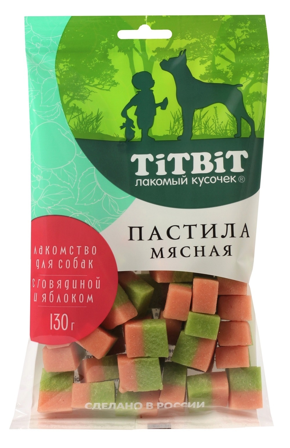 TiTBiT TiTBiT пастила мясная с говядиной и яблоком, лакомство для собак (130 г)