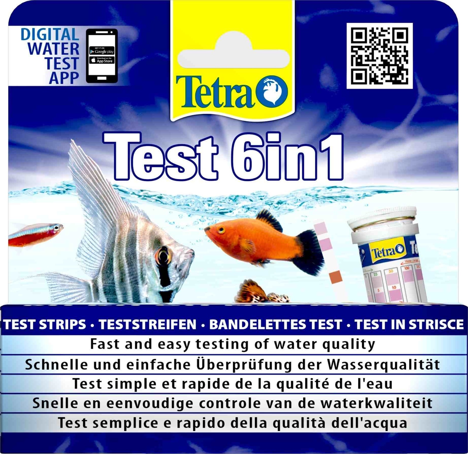 Tetra (оборудование) Tetra (оборудование) тест для воды 6 в 1, экспресс-полоски (25 г) 100 strips box 4 0 9 0 laboratory ph test paper universal ph test strips human ph soil amniotic fluid urine fish tank