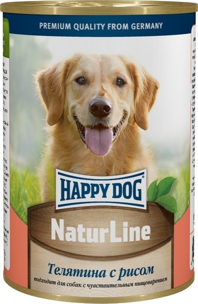 Happy dog кусочки в фарше для собак: телятина с рисом (410 г)