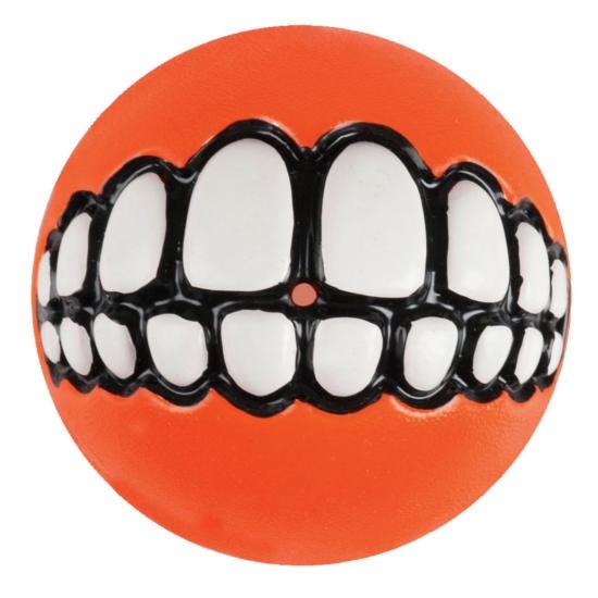Rogz Rogz мяч с принтом зубы и отверстием для лакомств GRINZ, оранжевый (S) rogz мяч пупырчатый с зубами для массажа десен с отверстием для лакомств fred 64 мм красный