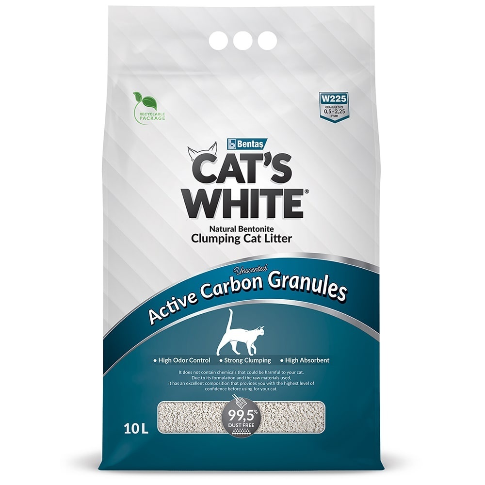 Cat's White Cat's White наполнитель комкующийся с гранулами активированного угля для кошачьего туалета (10 л) наполнитель комкующийся catmania carbon effect для кошачьего туалета с добавлением активированного угля