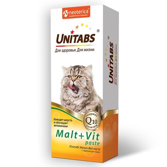 Unitabs Unitabs витаминная паста с таурином для вывода шерсти, 120мл (150 г) unitabs unitabs витаминная паста с таурином для вывода шерсти 120мл 150 г
