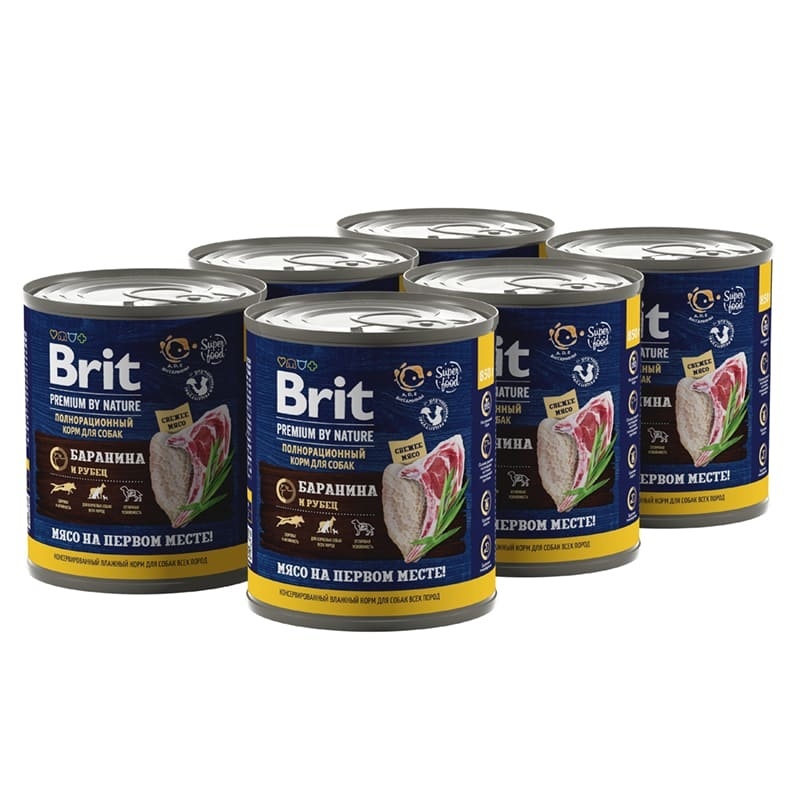 Brit консервы Premium by Nature с бараниной и  рубцом для взрослых собак всех пород (850 г)