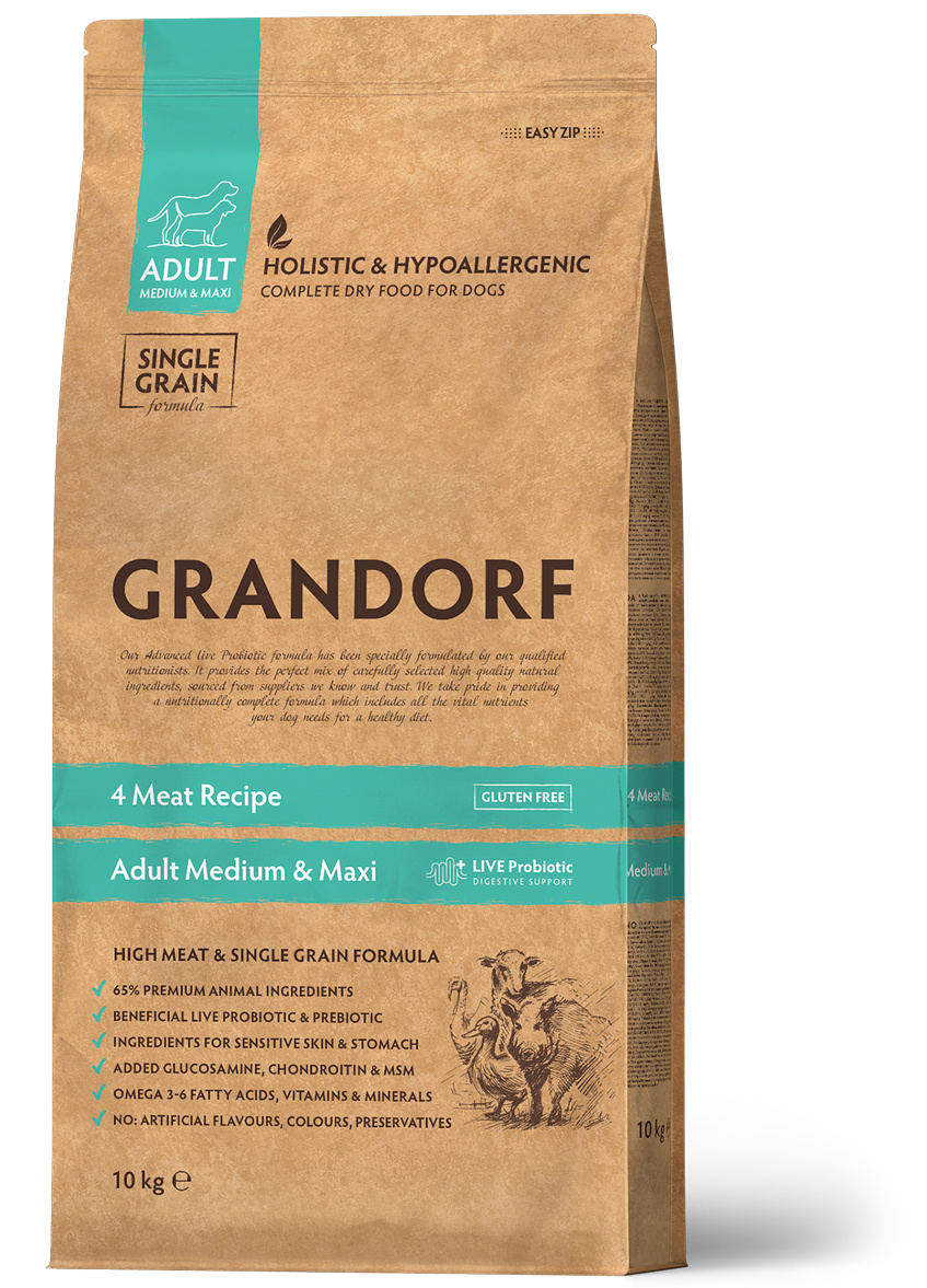 Grandorf Grandorf четыре вида мяса для взрослых собак средних и крупных пород (1 кг) 44412