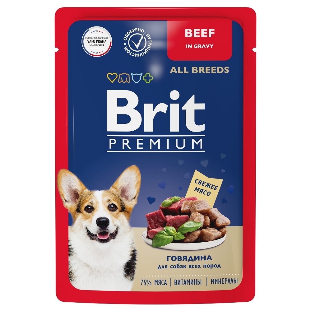 Brit Brit пауч для взрослых собак всех пород с говядиной в соусе (85 г) 61392