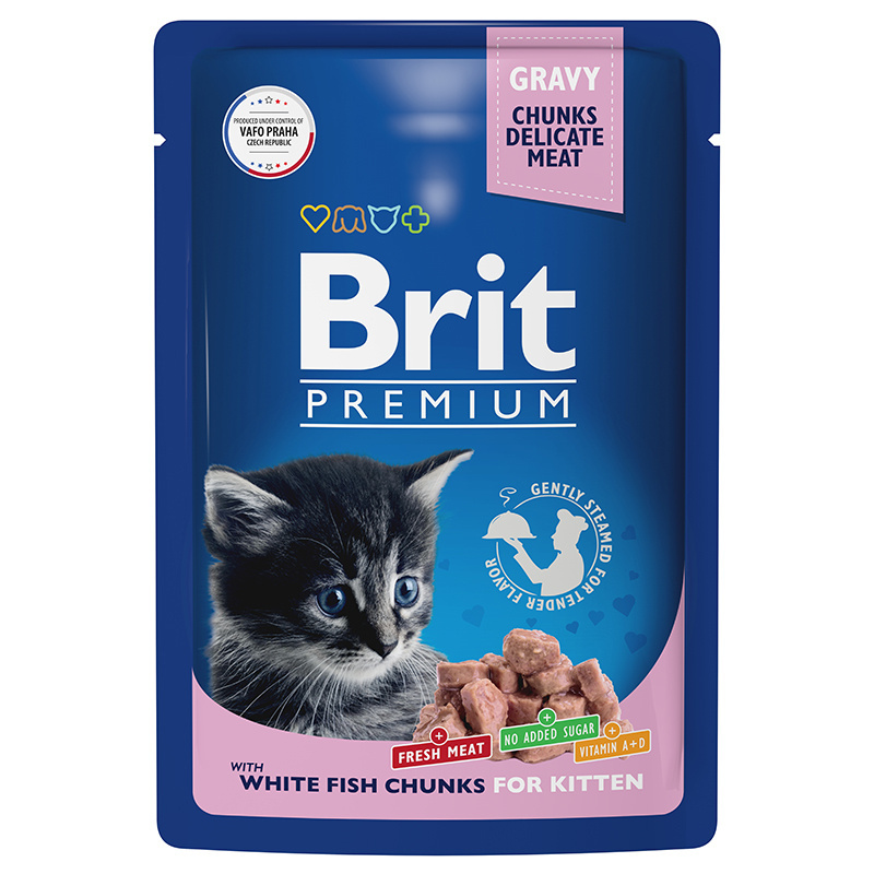 Brit Brit пауч для котят с белой рыбой в соусе (85 г) brit brit пауч для котят с кроликом в желе 85 г