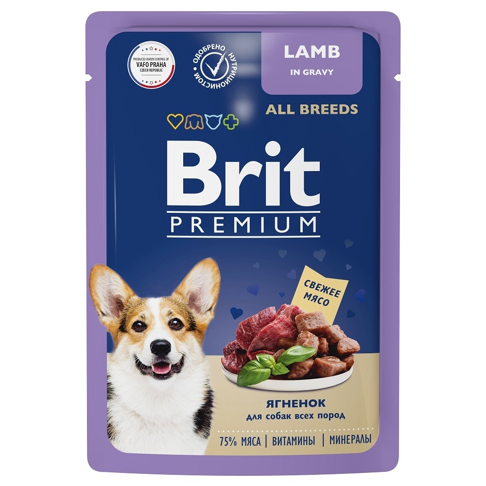 Brit Brit пауч для взрослых собак всех пород с ягненком в соусе (85 г) корм для собак brit ягненок и гречка 410 г