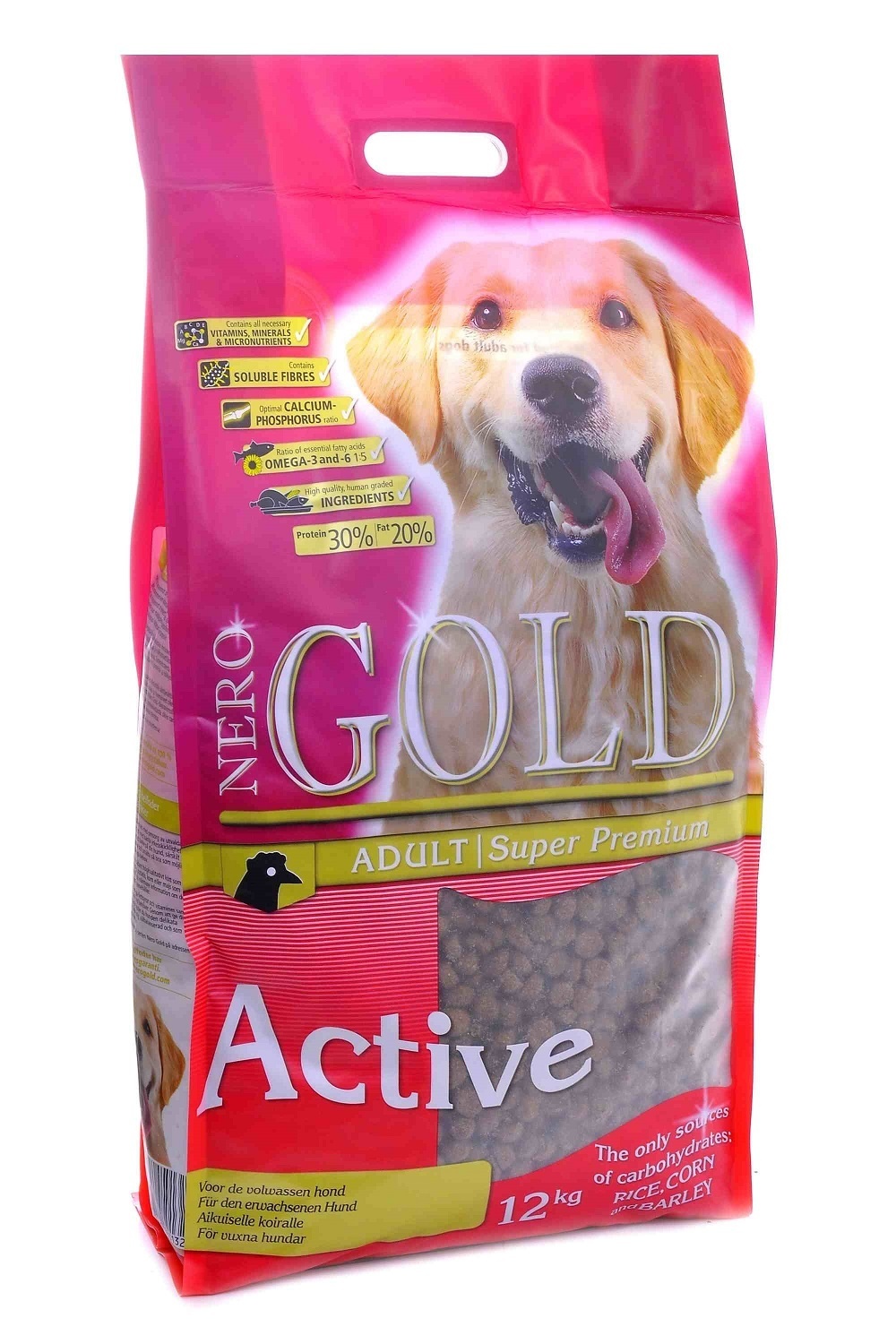 цена NERO GOLD super premium Корм NERO GOLD super premium для активных собак, с курицей и рисом (12 кг)