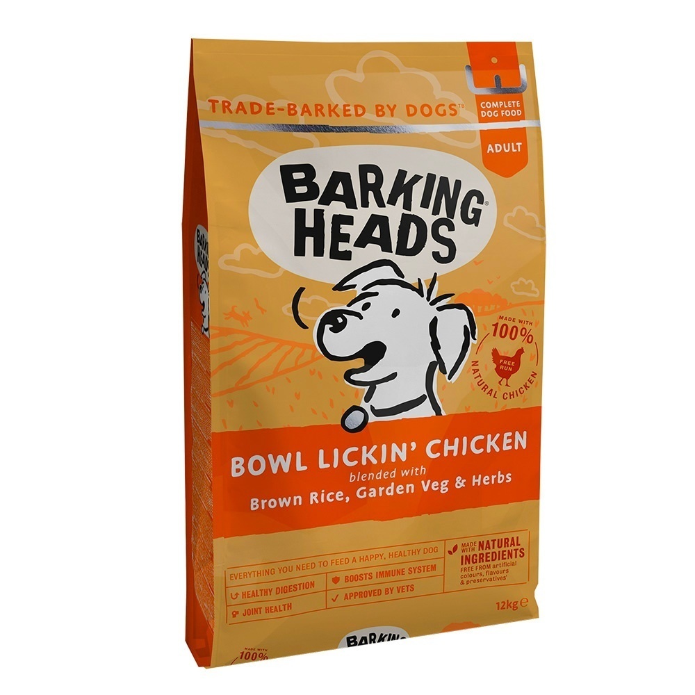 Корм Barking Heads для собак с чувствительным пищеварением, с курицей и рисом "До последнего кусочка" (18 кг)