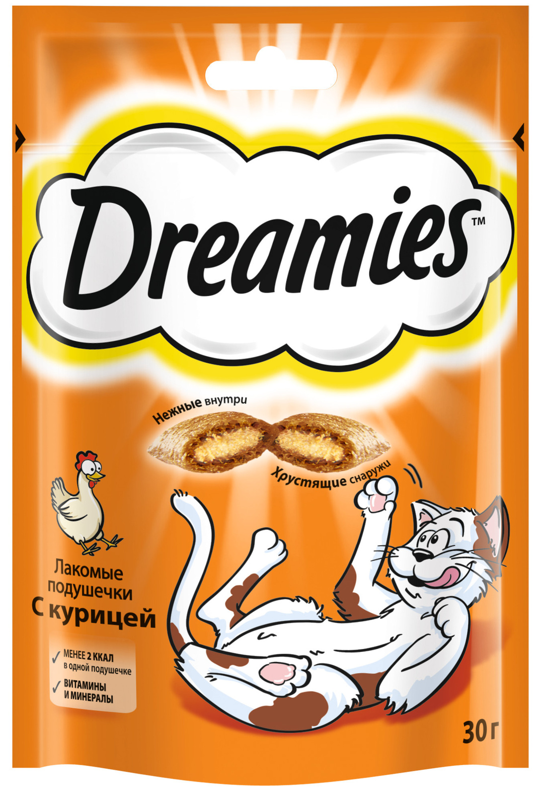 Dreamies Dreamies лакомство для кошек Dreamies подушечки с курицей (140 г) лакомство для кошек dreamies с индейкой 140 г 5 шт