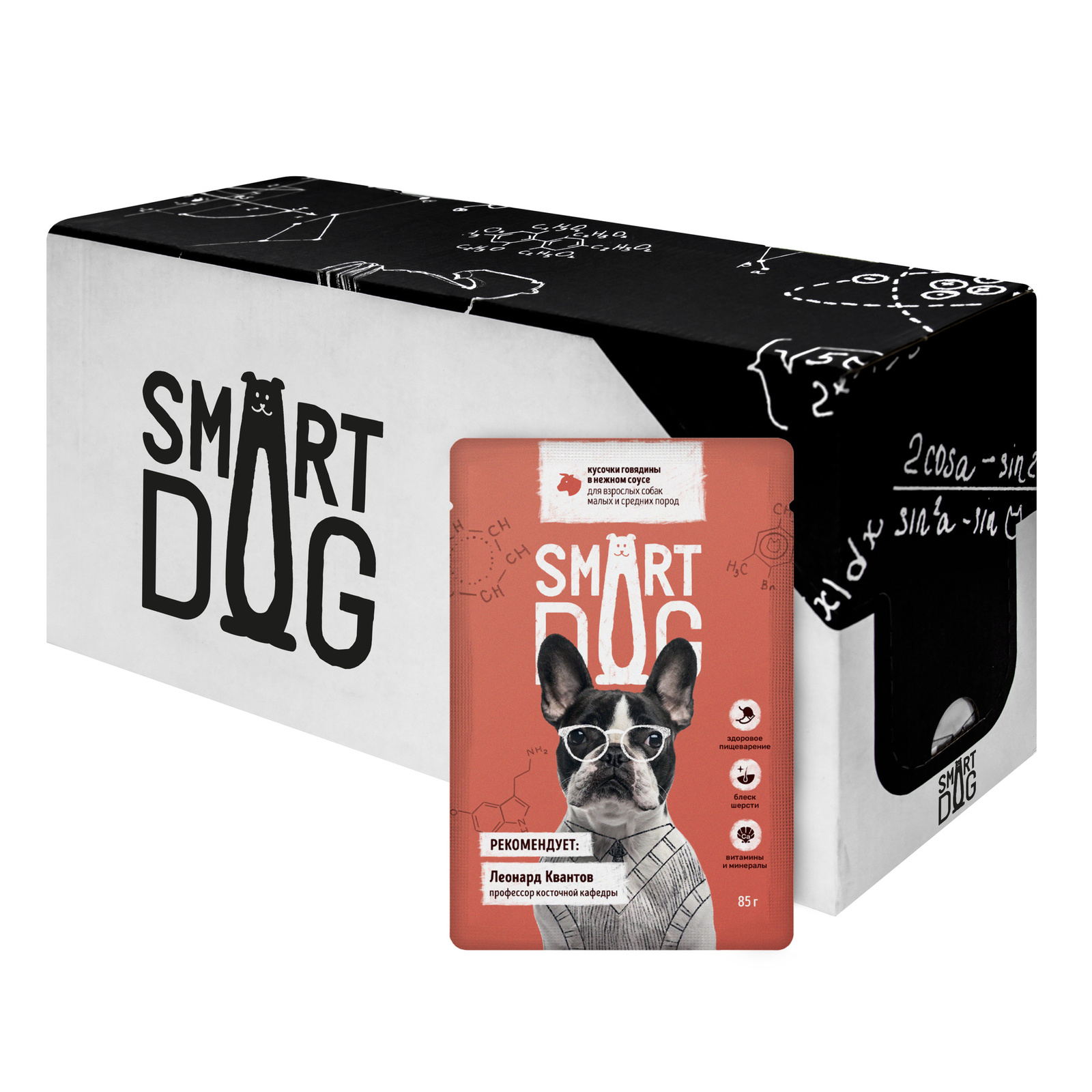 Smart Dog паучи Smart Dog паучи "Упаковка 25 шт" Паучи для взрослых собак малых и средних пород кусочки говядины в нежном соусе (2,13 кг)