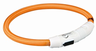 Мигающее кольцо для собак USB, нейлон, оранжевое