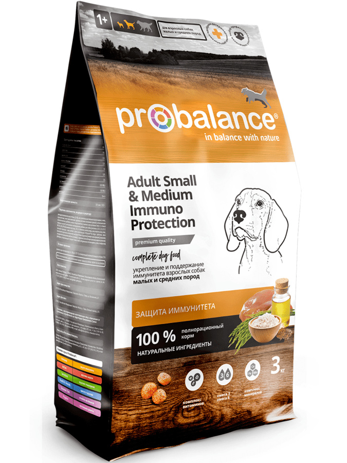 Probalance Корм Probalance для взрослых собак малых и средних пород, укрепление и поддержание иммунитета (500 г) probalance probalance корм сухой для щенков малых и средних пород 2 кг