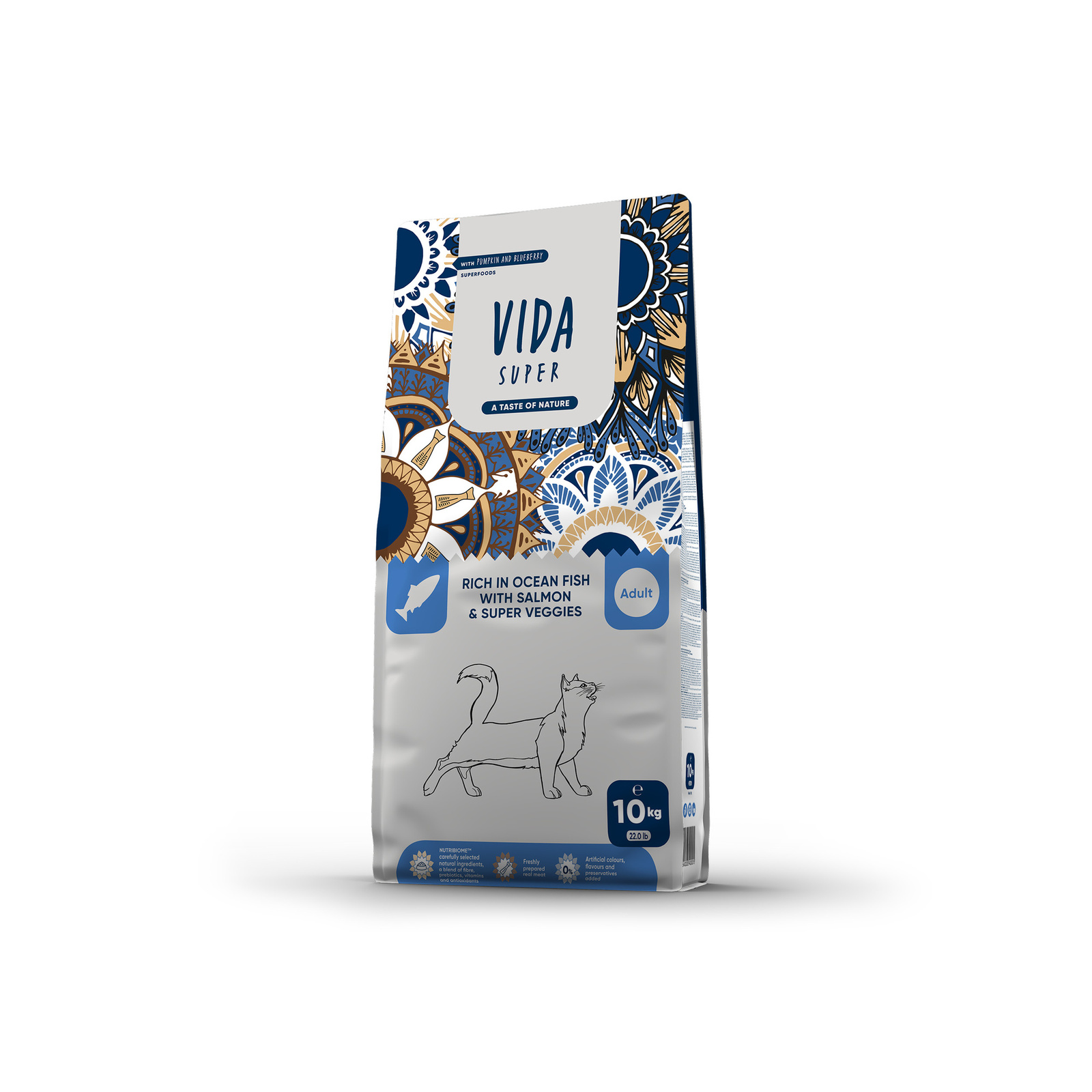 VIDA Super VIDA Super корм для взрослых кошек богатый океанской рыбой с лососем и овощами (2 кг)