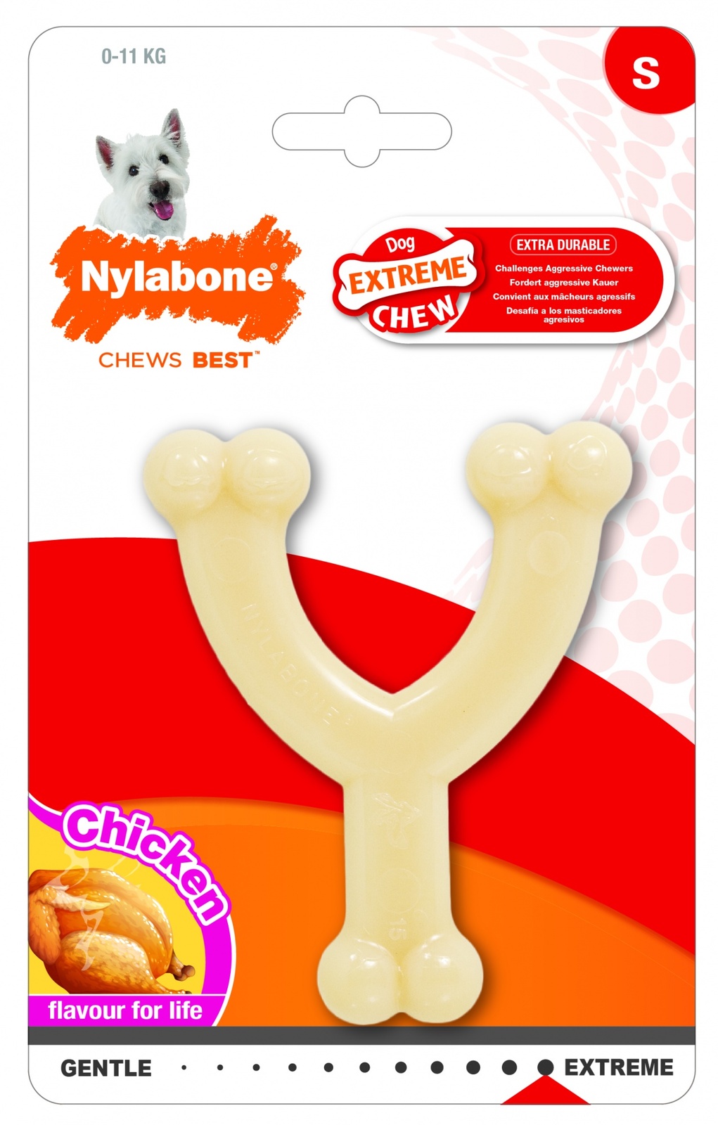 Nylabone Nylabone косточка-рогатка, экстра-жесткая, аромат курицы, S (85 г)