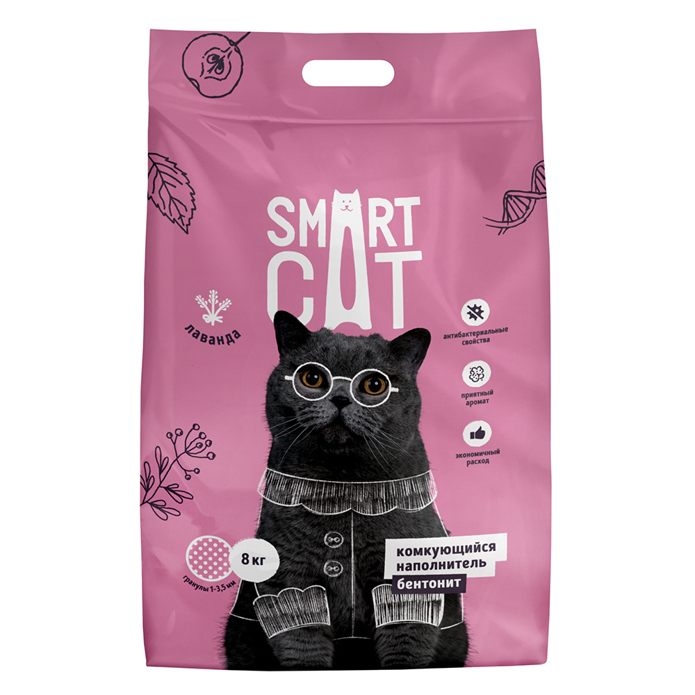 Smart Cat наполнитель Smart Cat наполнитель комкующийся наполнитель, бентонит: Лаванда (8 кг)