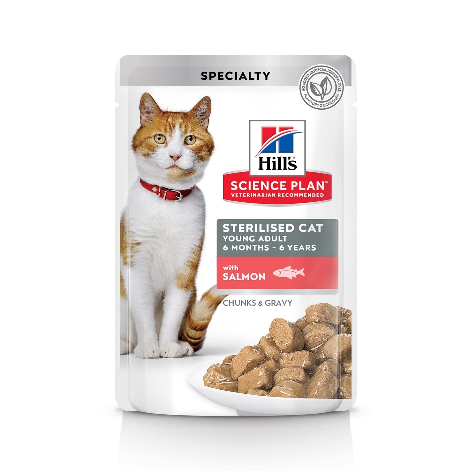 цена Hill's консервы Hill's консервы для молодых стерилизованных кошек и кастрированных котов, пауч с лососем в соусе (1,02 кг)