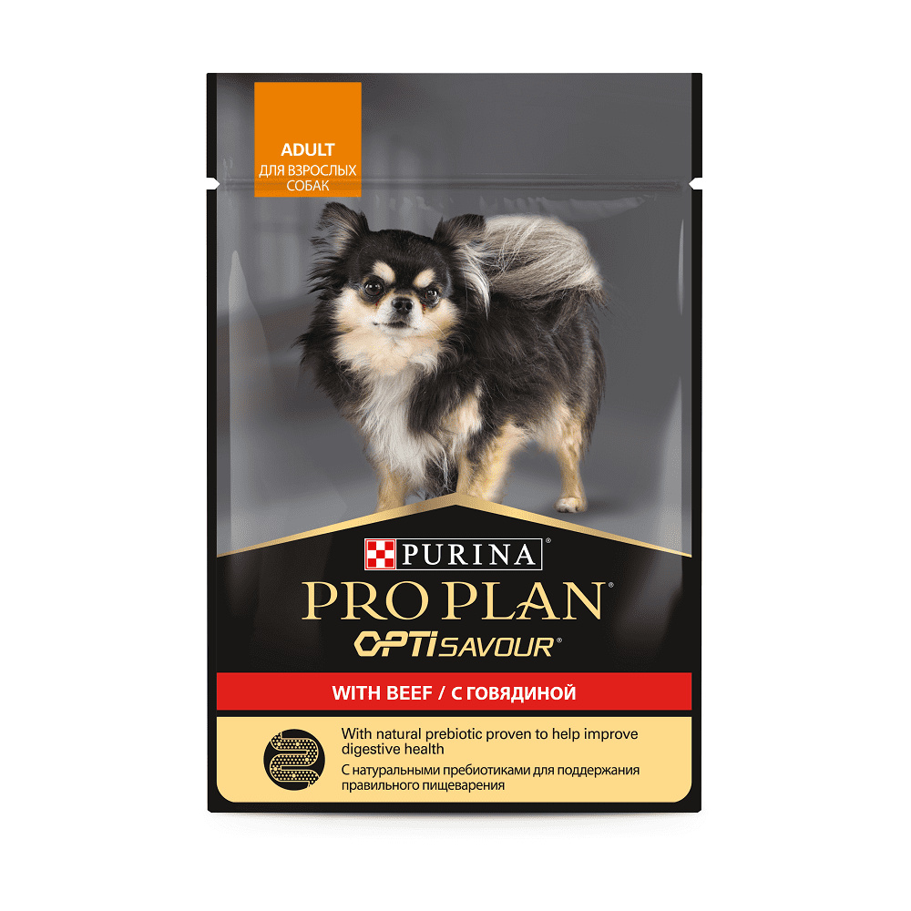 Purina Pro Plan (паучи) Purina Pro Plan (паучи) для взрослых собак мелких и карликовых пород: кусочки в соусе с говядиной (85 г)